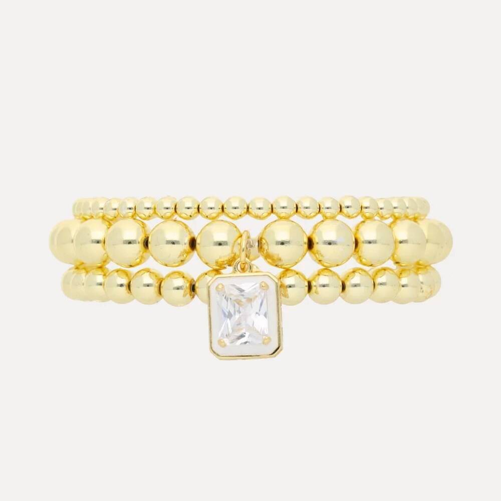 NEW BUDHAGIRL women's melinda beaded bracelet set in gold